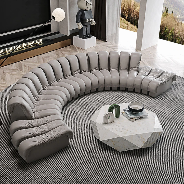 New Design Spine Modular Sofa Set 7 Seater Modern Lounge Round Sofa