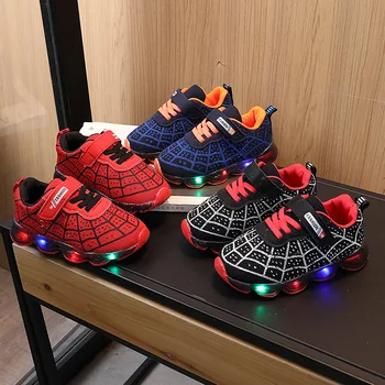 Spider-Man Lighting Casual Sneak for Boys and Girls 1-6 Years Old Luminous Casual Shoes Soft Anti-Kick Beach Shoes for Toddlers