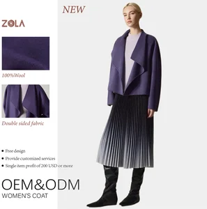 Nice Collar Short Open Front Eco-Friendly Double Sided Winter Loose Fit Casual Wool Coat for Ladies