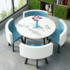 Imitation stone pattern round + light blue and white leather