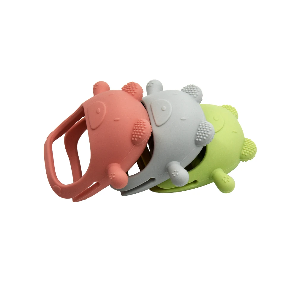 Bhd New Design Colorful Silicone Baby Wrist Hand Teethers Food Grade Reusable Bear Shape Baby