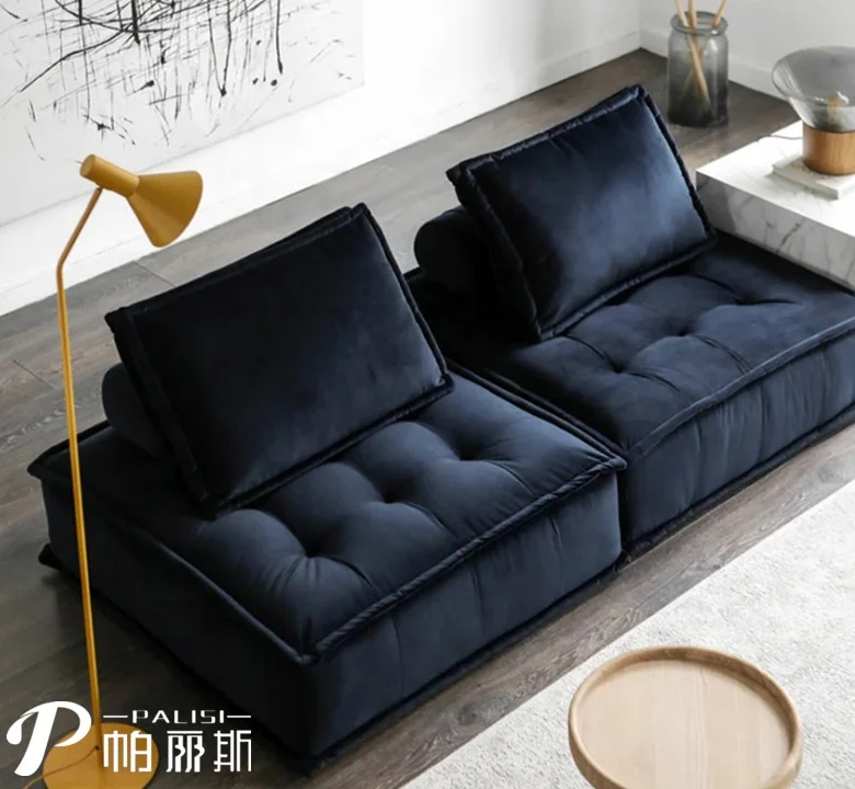 Stylish Italian Modular Velvet Sofa Set Living Room Design Fabric Sectional Sofa Set Freely Combine Nordic Single Sofa