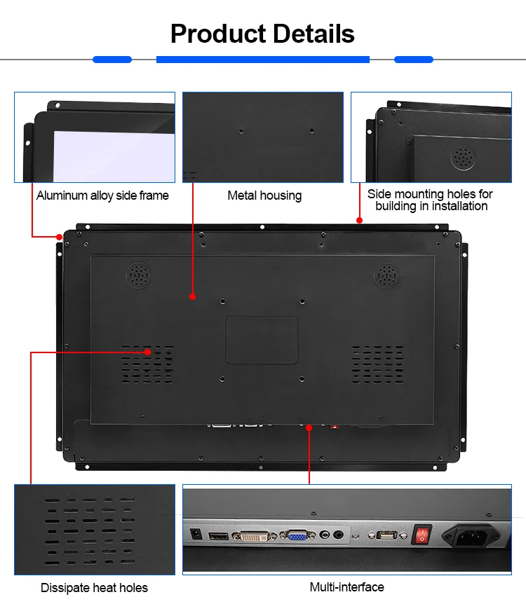 1080p Capacitive Touchscreen Led 21 Inch Lcd Display Usb Port Touch Screen Open Frame Video Player