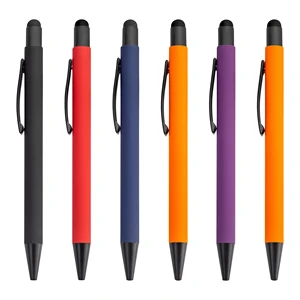 New Matte Rubber Paint Metal Ballpoint Pen Stylus with Custom Logo for Office School Supplies and Promotional Gift