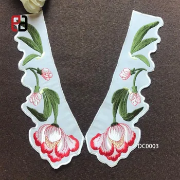Fashion China Style Flower Embroidery Lace Collar Pair Motif Applique Vintage Detachable False Collar Lapel