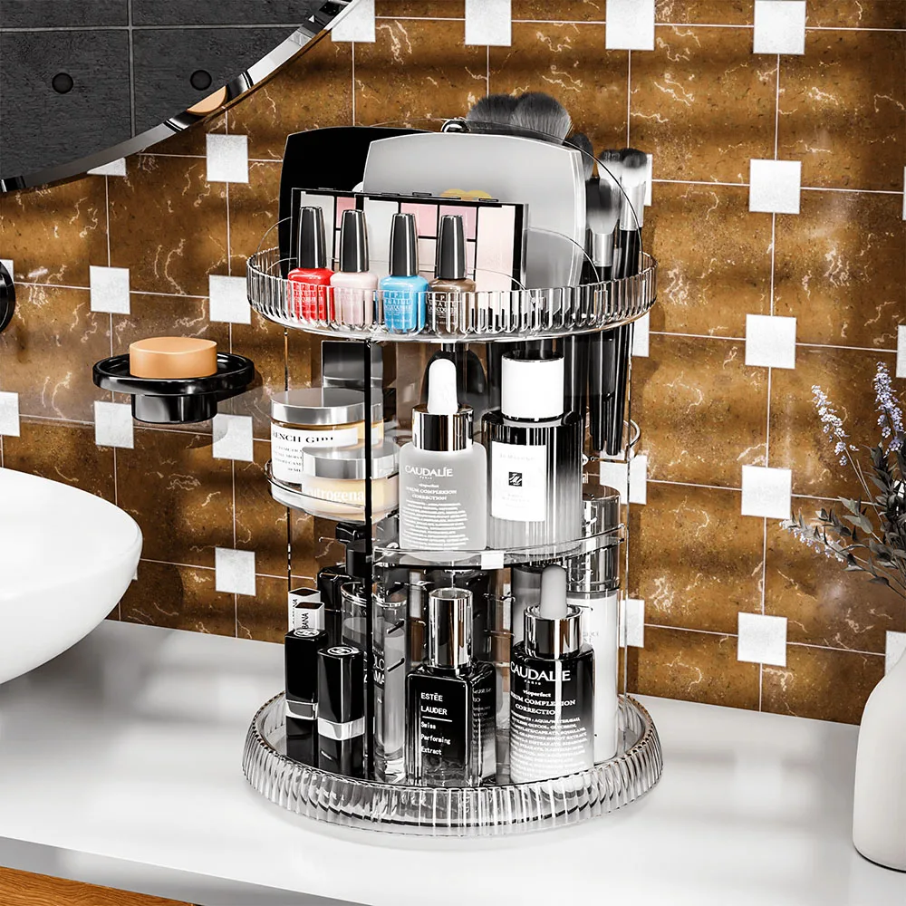 Cross Border Transparent Plastic Cosmetic Dustproof Multi-Compartment Storage Makeup Organizers