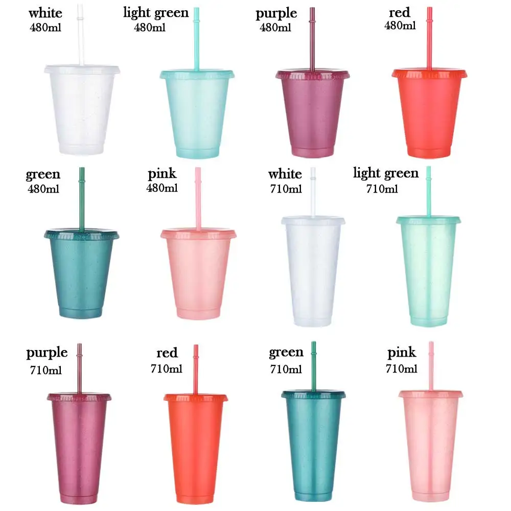 Personalized Pink and Purple Color Changing Cup With Straw