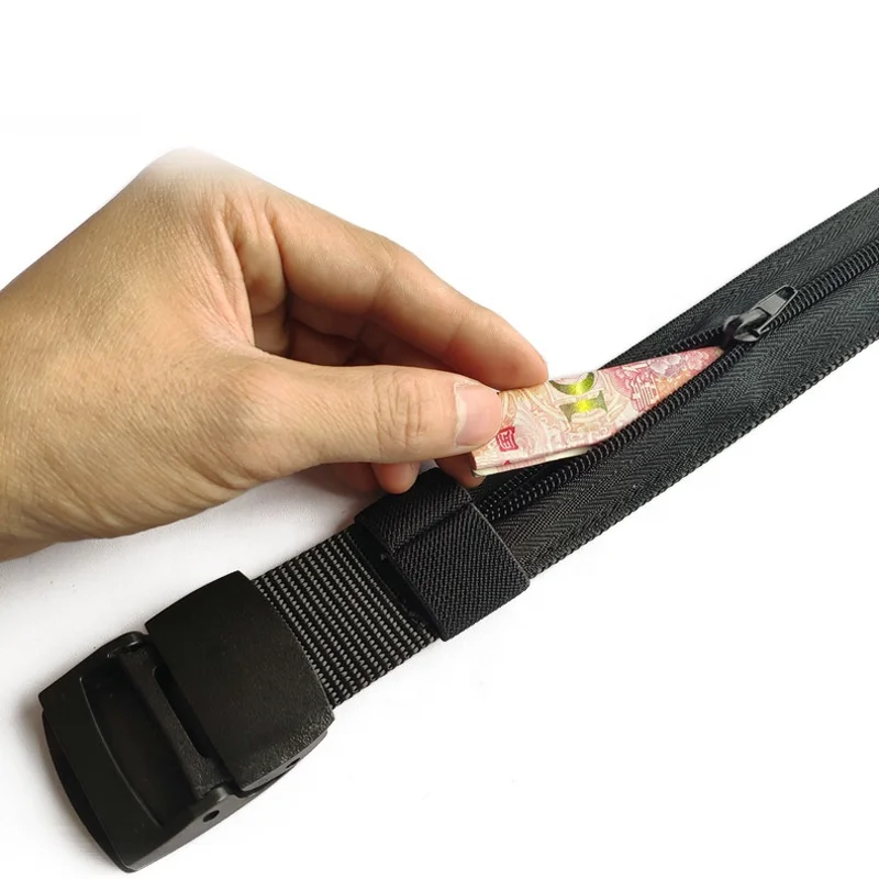 Travel Security Nylon Canvas Belt With Hidden Money Pocket Cashsafe Anti-Theft Wallet