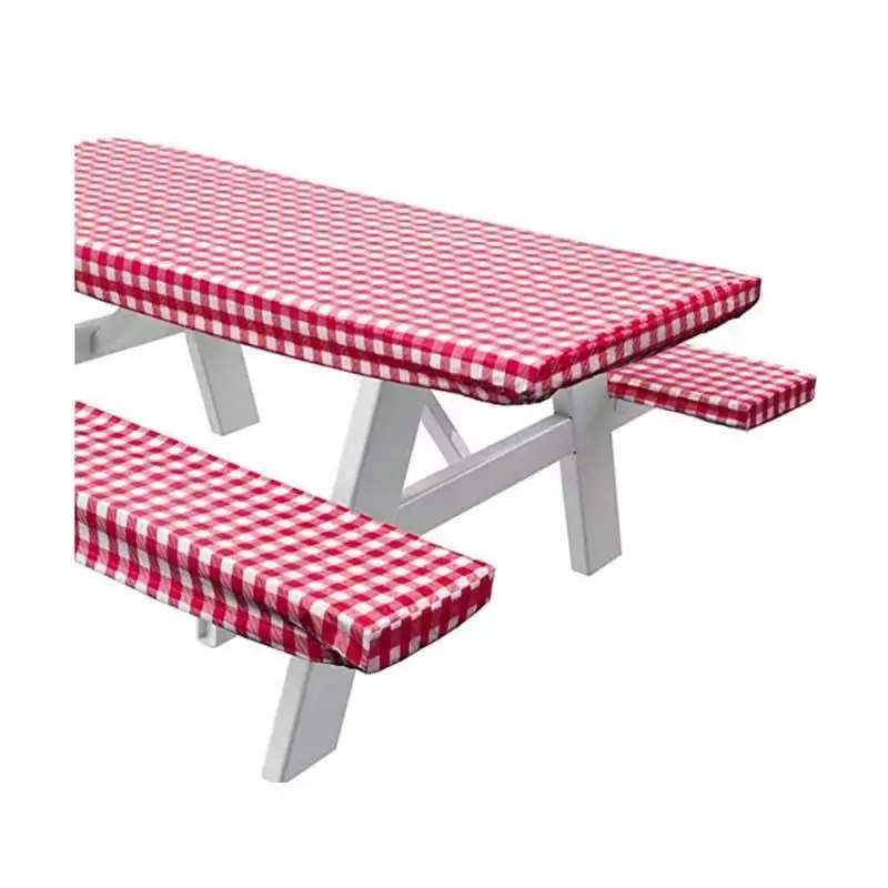 Outdoor Waterproof Gingham Plastic Flannel Back PVC Tablecloth