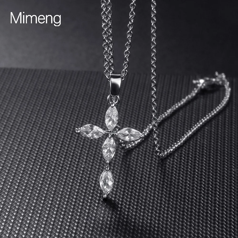 fashion simple zircon cross necklace Korean style cross pendant micro inlaid love necklace female necklace cross border