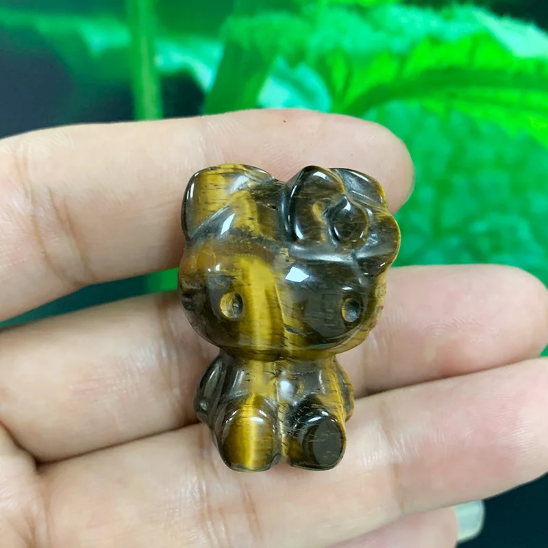 Кристаллы лечебные камни котенок хрустальный камень резьбы маленький размер хрусталь hello kitty для украшения