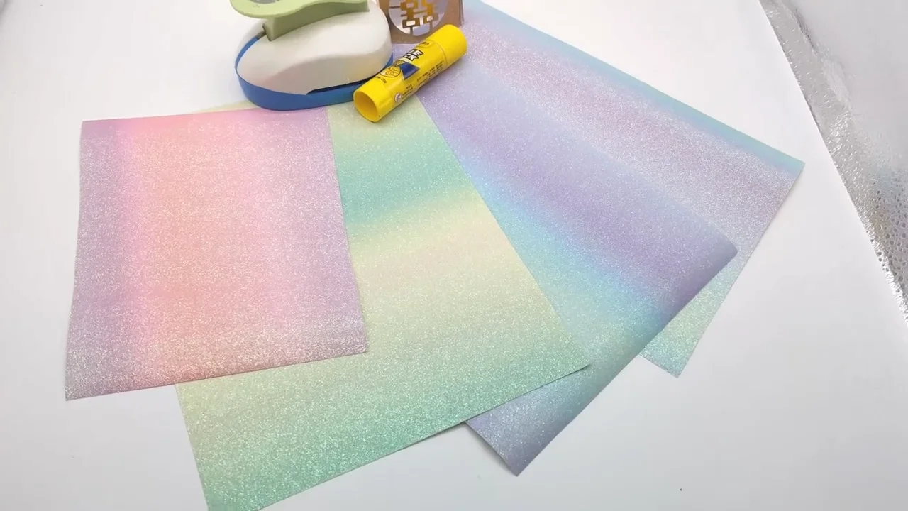 100gsm A4 Glitter Paper Gradient Iridescent Craft Glitter Cardstock