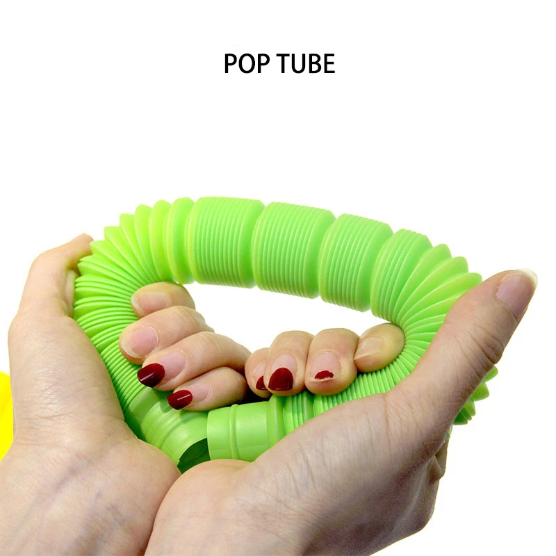 8 Pack Colorful  Plastic Sound Expendable Stretched  Squeeze Top Joint Tube Fidget Sensory Toys Pop Tube Set