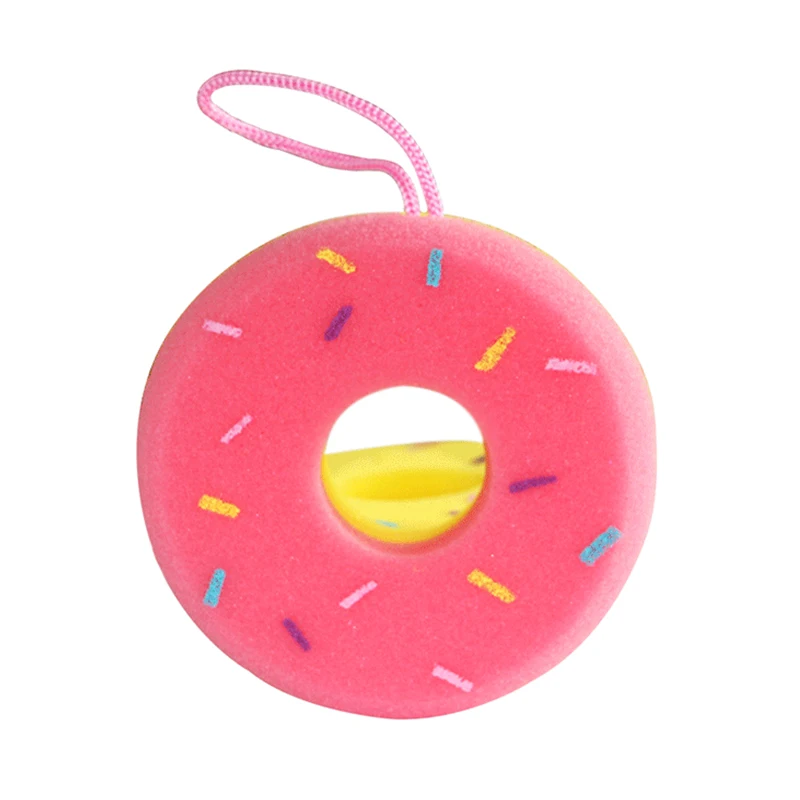 Doughnut cake shape baby bath sponge for body cleaning details