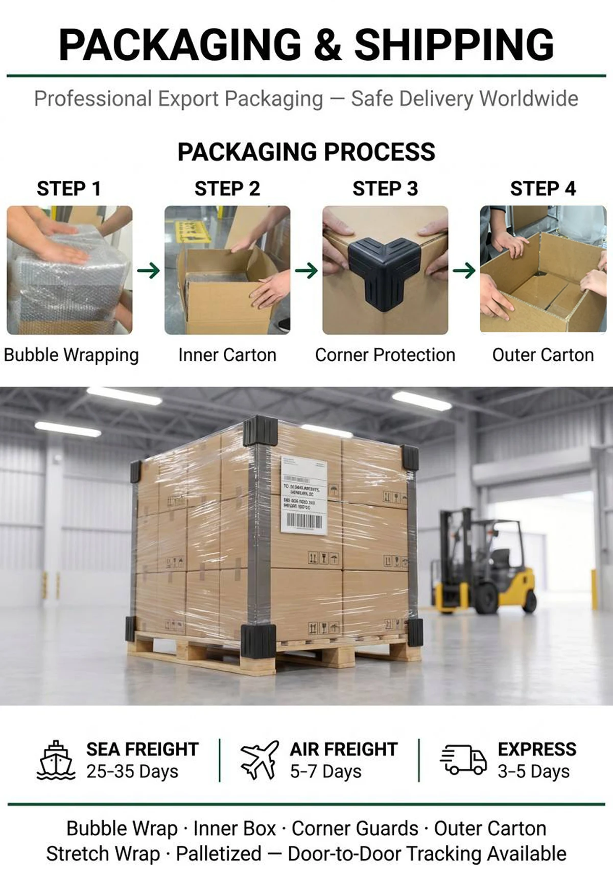 Packaging & shipping specifications