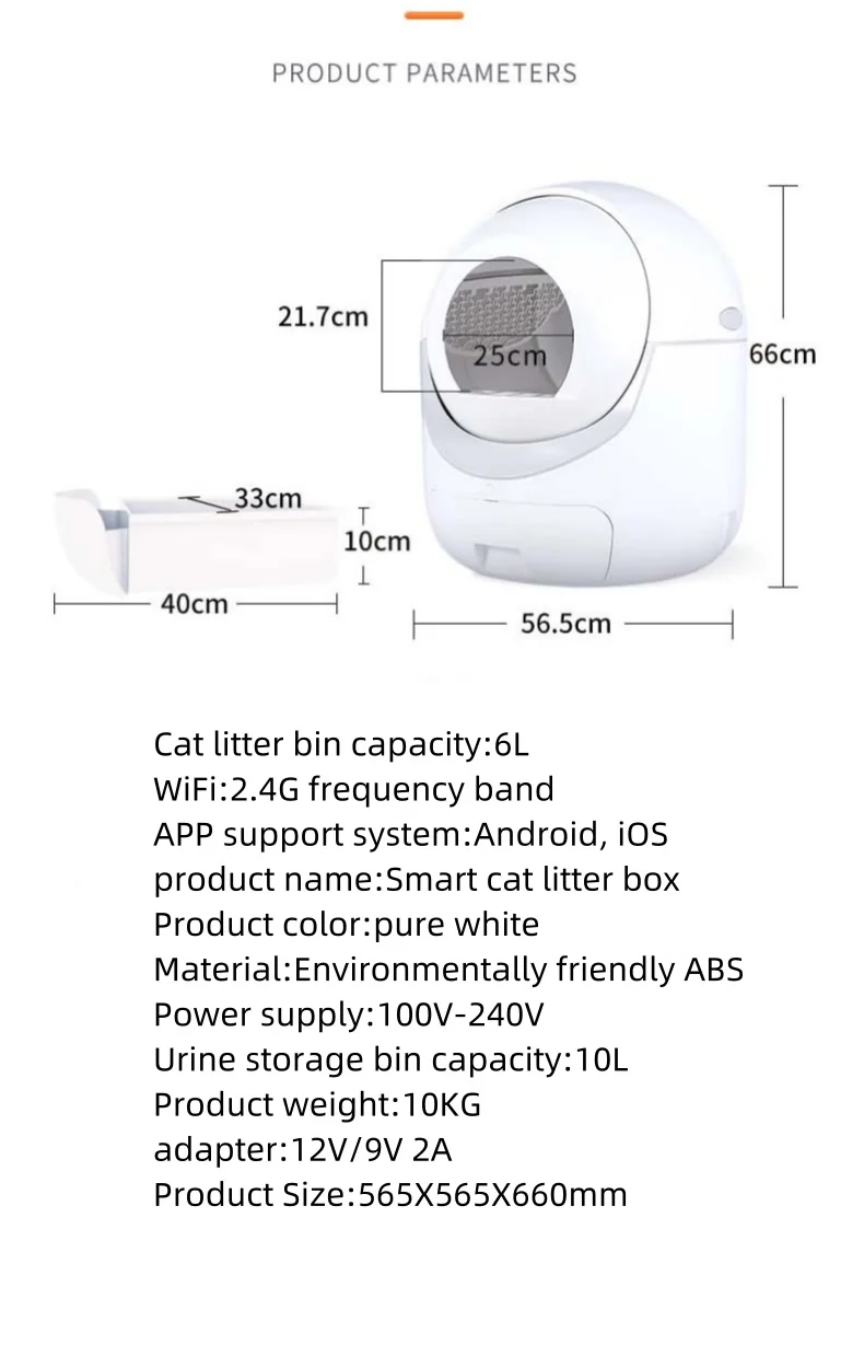 Auto Cat Litter Box Robot Tray Automa High Sides Odor Control Large