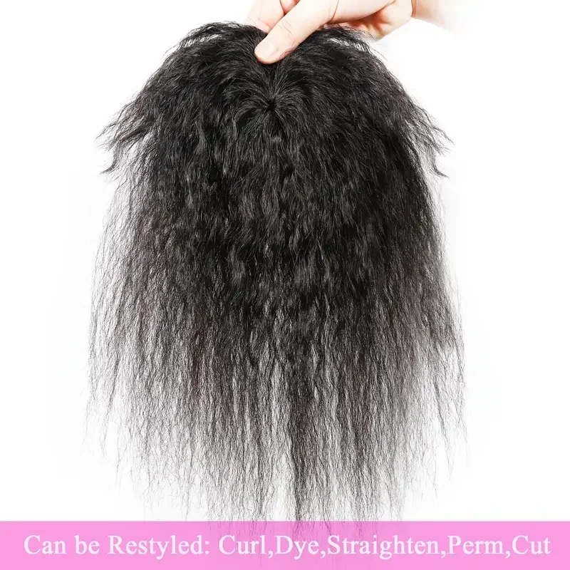 Kinky Straight Hair Clips Echthaar Topper mit Pony Clip in Extensions Naturfarbe_voghion.com