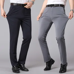 Spring Summer Dress Pants Men Stretch Straight Slim Suit Pants Men Thin Business Men Formal Casual Long Pants