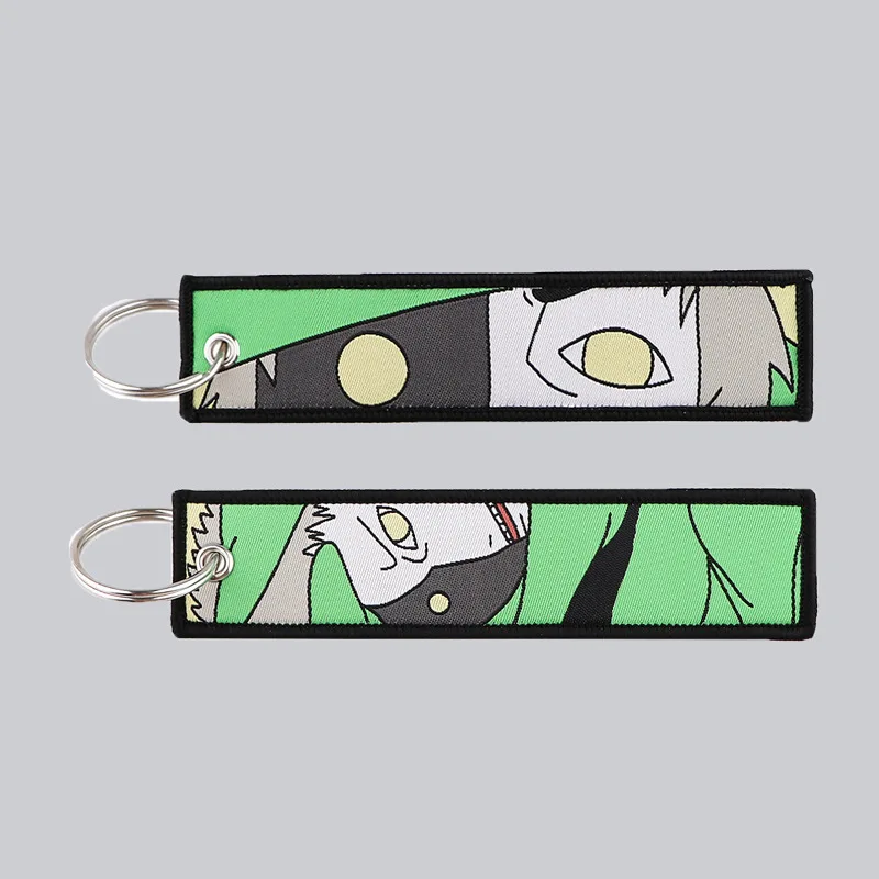27 Designs Anime Jiraiya Keychain Embroidery Cartoon Fabric Keychain Jet Tags Backpack Decor