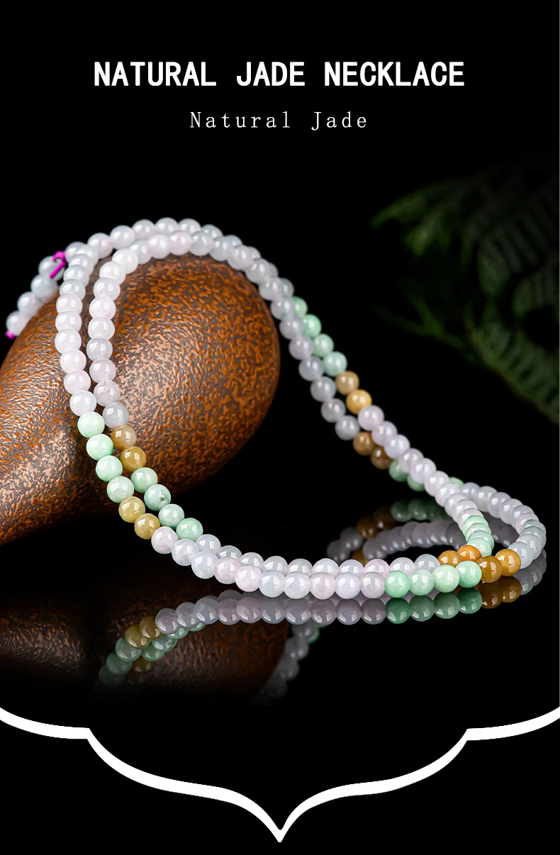 Natural Jadeite 5.5mm Jade Bead Necklace And Threering Bracelet Women