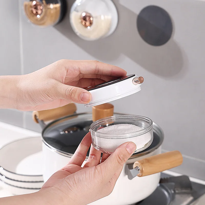 200ML Solid Color Simple Spice Bottle Kitchen Household Wall Mounted Spice Box Seasoning Salt Bottle Seasoning Jar