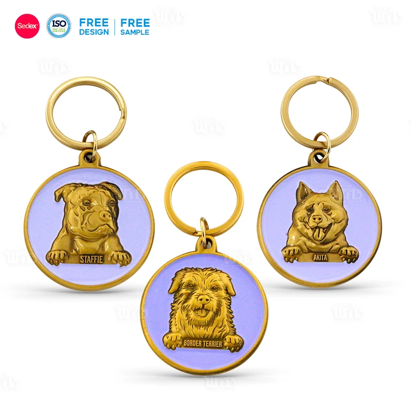 product wholesale custom 3d promotional metal keychain design your own cute puppy personalized soft enamel souvenir alloy keychain-3