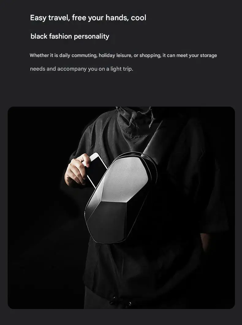 New Style Trendy Design Polyhedron Shoulder Messenger Chest Bag Motorcycle Saddlebags Luggage Black Blue OXford Cloth+Polyester