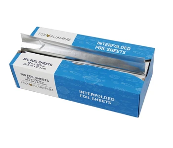 Interfolded kitchen foil 9x10.75" 500 sheets Pre Cut Embossed Household Foil Paper