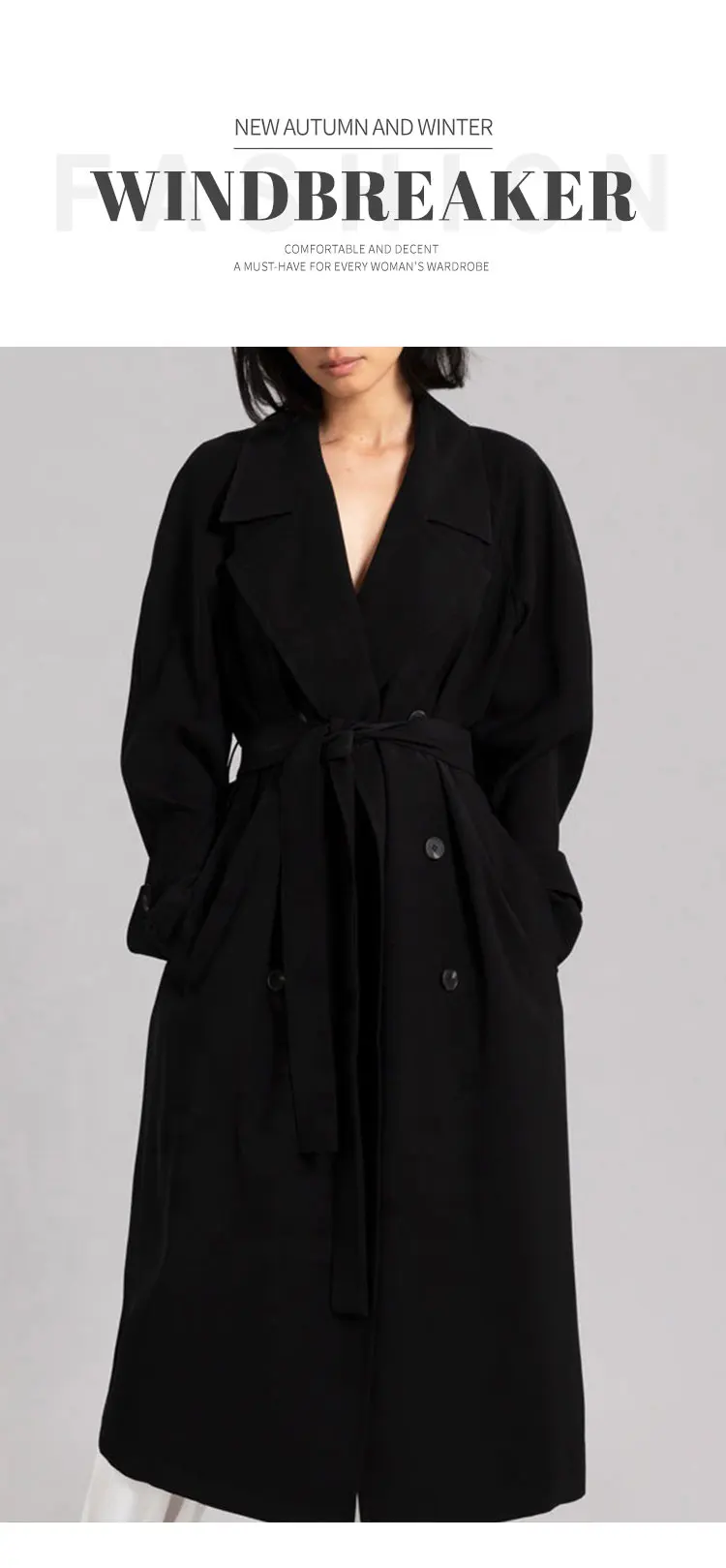 Womens Winter Button Long Trench Coat Jacket Parka Overcoat - Black - Small