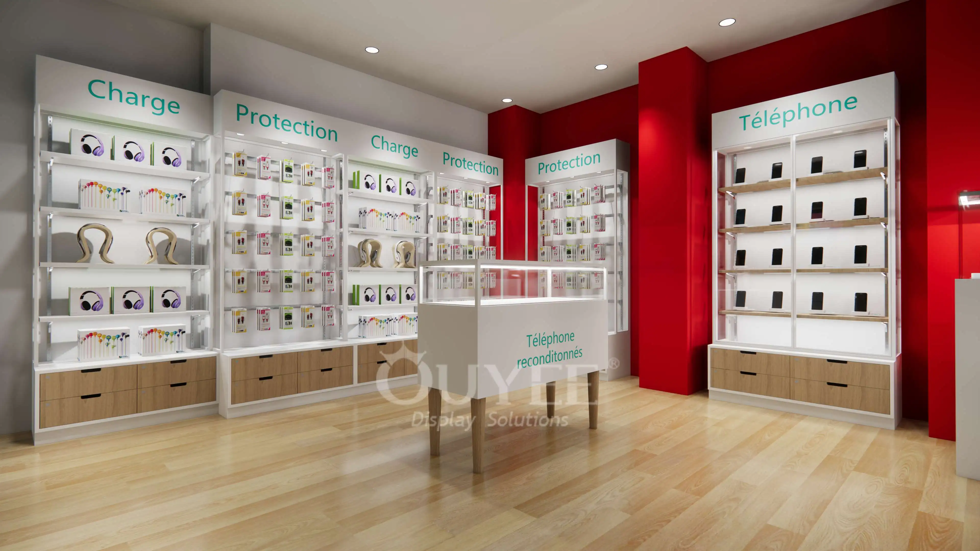 Cellphone Store Display Fixture Phone Display Cabinet Accessories Display Rack Glass Mobile Shop Counter Design
