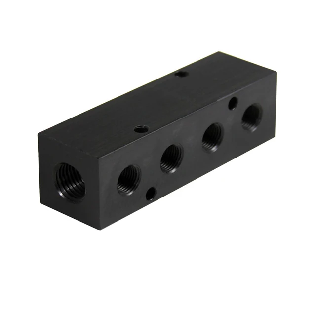 Cnc Machining Black Anodized Hydraulic Pneumatic Manifold Aluminum Air ...