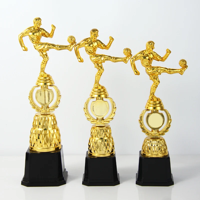 Wholesale Hot Sell High Quality Trophy Cup Soccer Sports Series Trophies Custom Design Golden Plastic Football Trophy