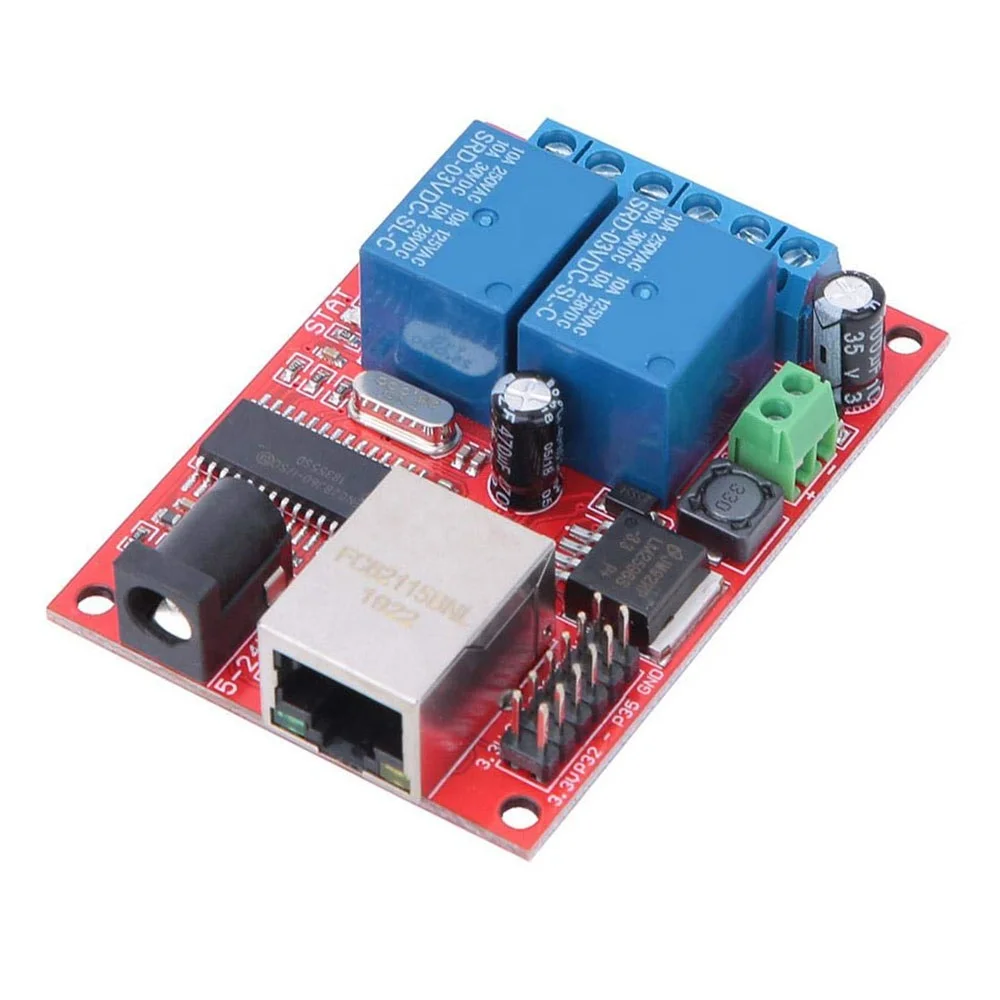 Ethernet IP 2 Way 10A Relay Board Delay Switch TCP/UDP Control Module WEB STM32 