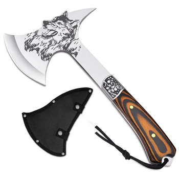 Stainless Steel Axe Head Hatchet Industrial Grade Hiking Camping Outdoor Cutting Tool  Wooden Handle Sharp Hunting Survival Axes
