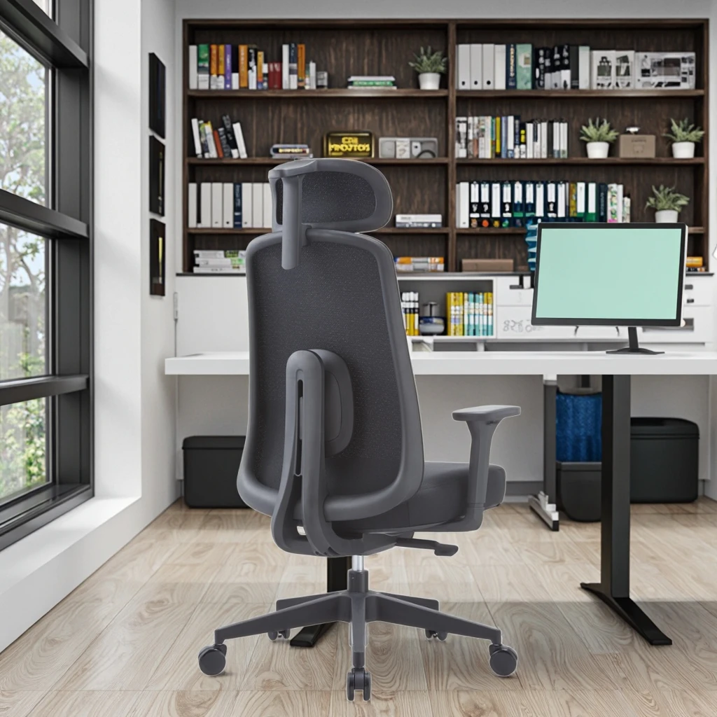 Premium Ergonomic Swivel Chair Multi-Directional Headrest Self-Adaptive Lumbar Support PU 3D Armrests Self-Weight Synchronous 4