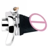silver color curved ring cage+S dildo