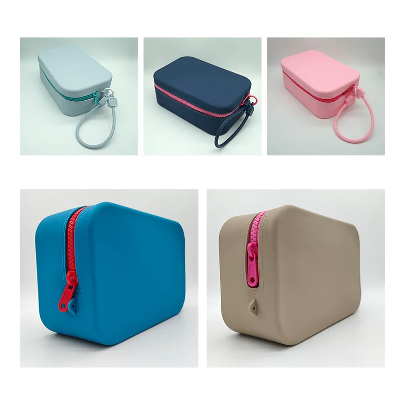 Large Capacity Custom Logo Waterproof Eco-Friendly Home Decor Cosmetic Case Silicone Zipper Portable Makeup Storage Bag factory