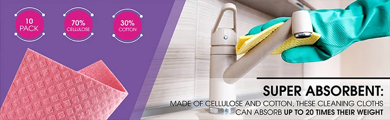 Custom Printed Reusable Kitchen Absorbent Dishcloth German Wood Pulp Cotton Eco-Friendly Extra Durable Cleaning Dishcloth