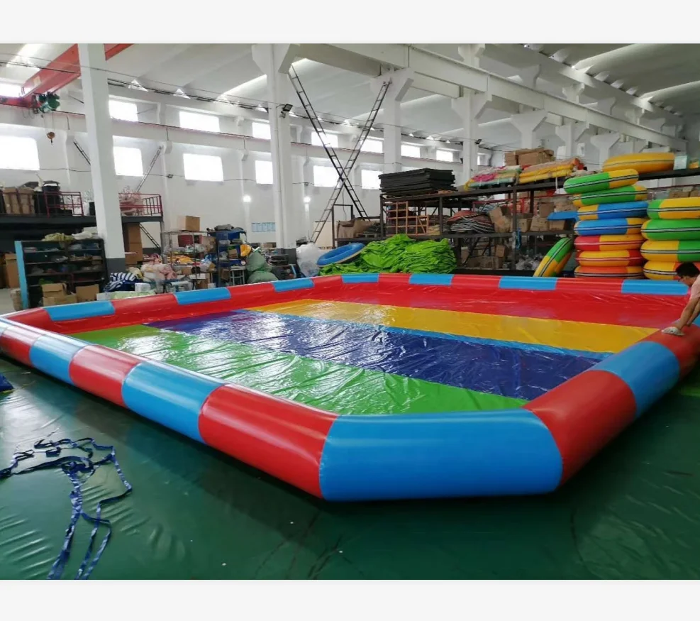 Outdoor Family Inflatable Swimming Pool For Water Game PVC rainbow colorful inflatable pool Large inflatable swimming pool