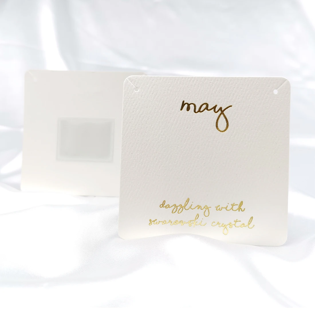 Custom Print White Cardboard Necklace Earring Holder Card Gold Silver
