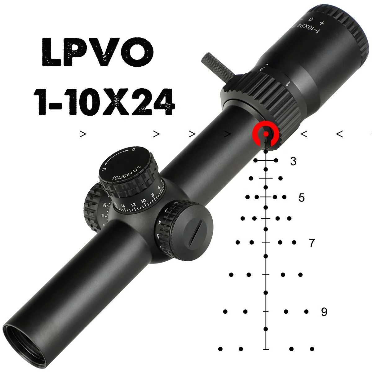 オーハント トゥルー 1X タクティカルサイト LPVO 1-10x24 IR レッド