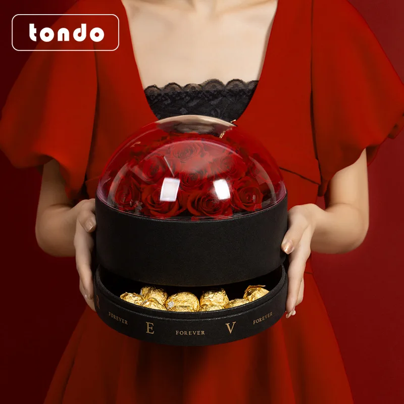 Прозрачная Круглая Подарочная коробка для свадебных подарков конфет тортов шоколадных цветов букет хранения