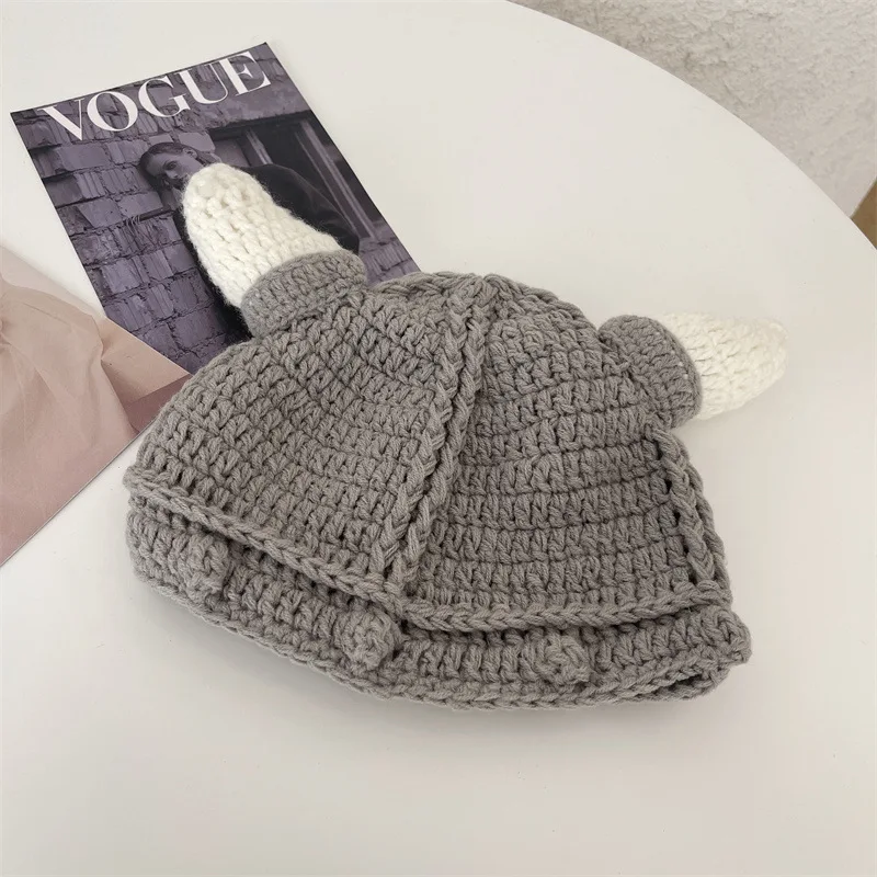 YEKEYI Bonnet Amusant Pour Homme Viking Barbe Bonnet Corne Bonnet