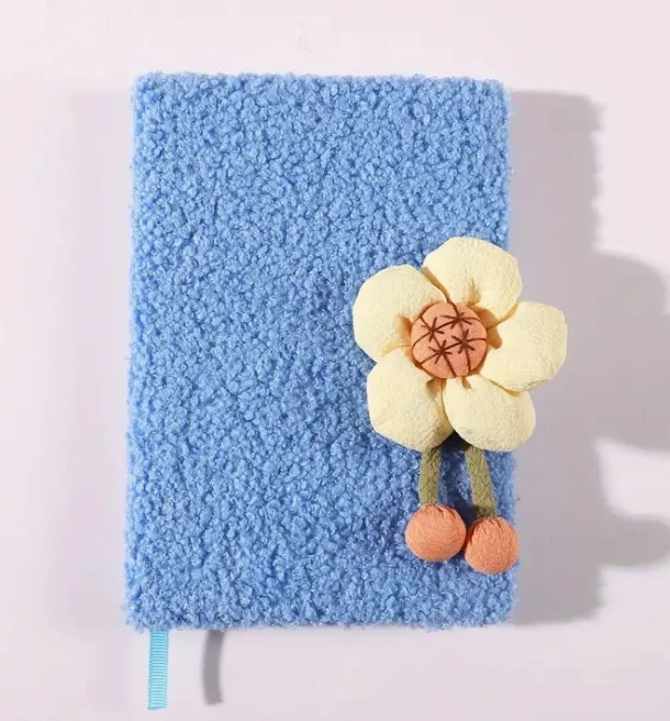 Hot sales Plush Diary Lamb's Wool Cute Magnetic Button Small Flower Cartoon Notebook Handbook Gift Plush Notebook