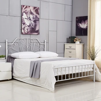 Modern High Quality Metal Wooden White Tetragonum Detachable Large Capacity Home Queen King Bed Bedroom Bed Frame