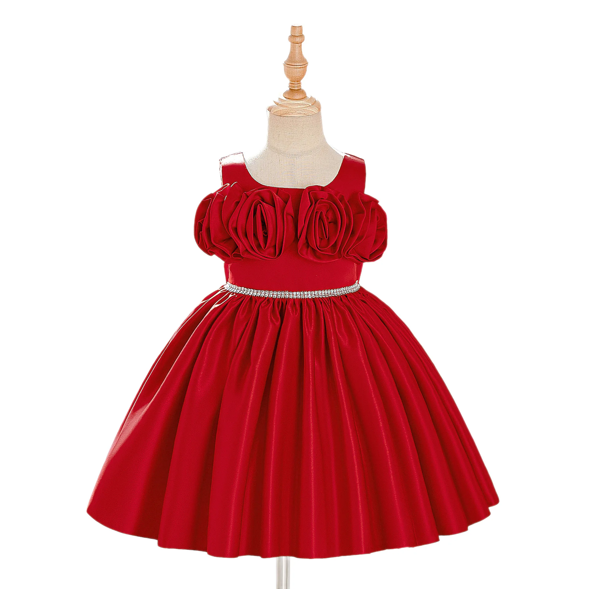red party dress 12 18 months Toddler Bridesmaid Flower Girl Dress - Red Princess Tutu Gown