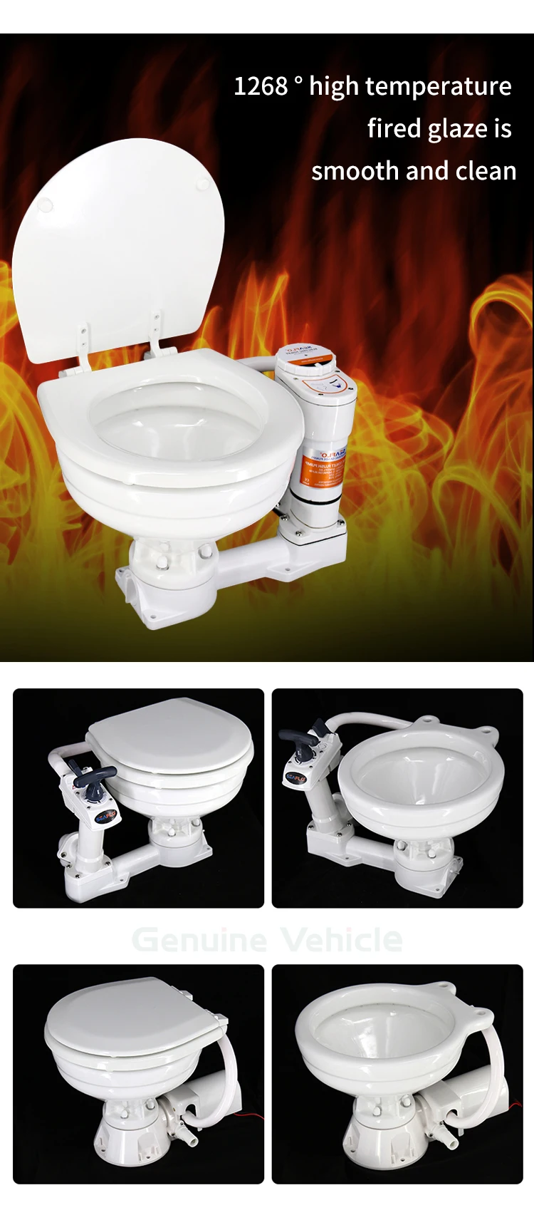 Genuine Vehicle Rv 12v Self Priming Electric Manual Closestool Large