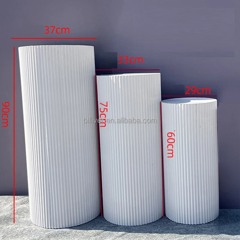 Metal Display Plinth Set Iron Round Backdrop Base White Cylinder Table Cake Stand for Birthday Wedding Party Event Decor