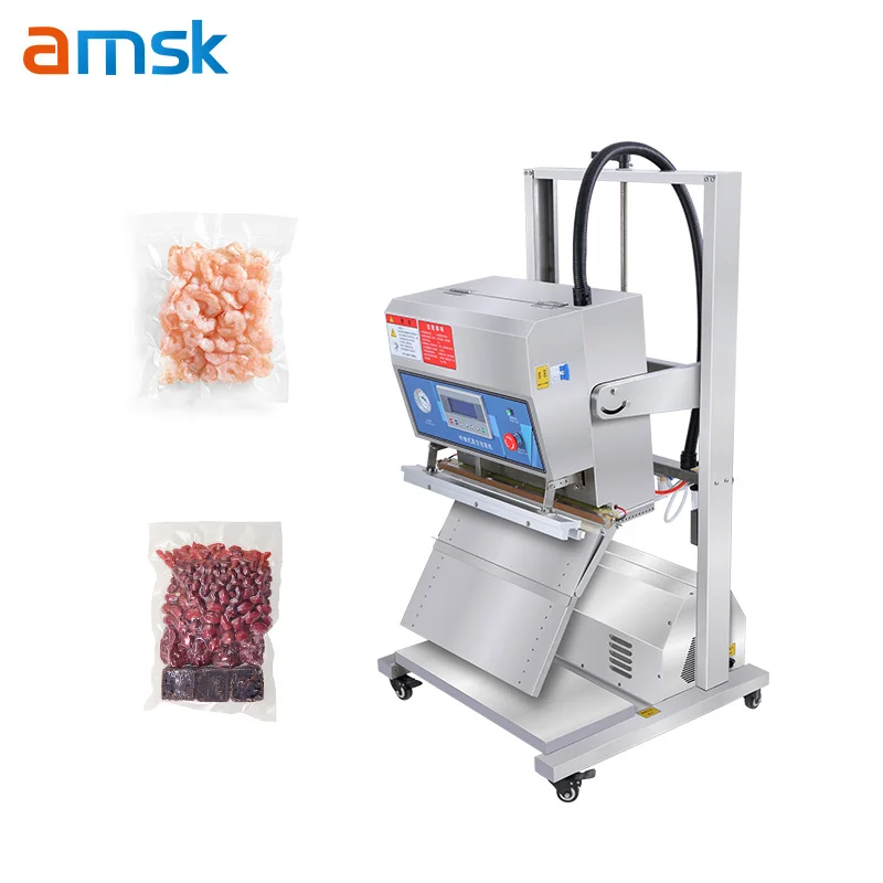 800L Air Pump Driven Inflatable Grain Snack Meat Industry Sealers Dry and Wet Chicken Duck Fish Rice Vertical Vacuum Machine