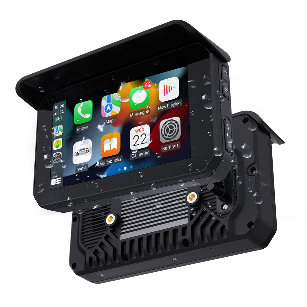 5-Inch Karadar T6 GPS Navigator for Motorcycles Cars Waterproof Wireless Android Auto DVR Touch Screen Mirror Link IPX6